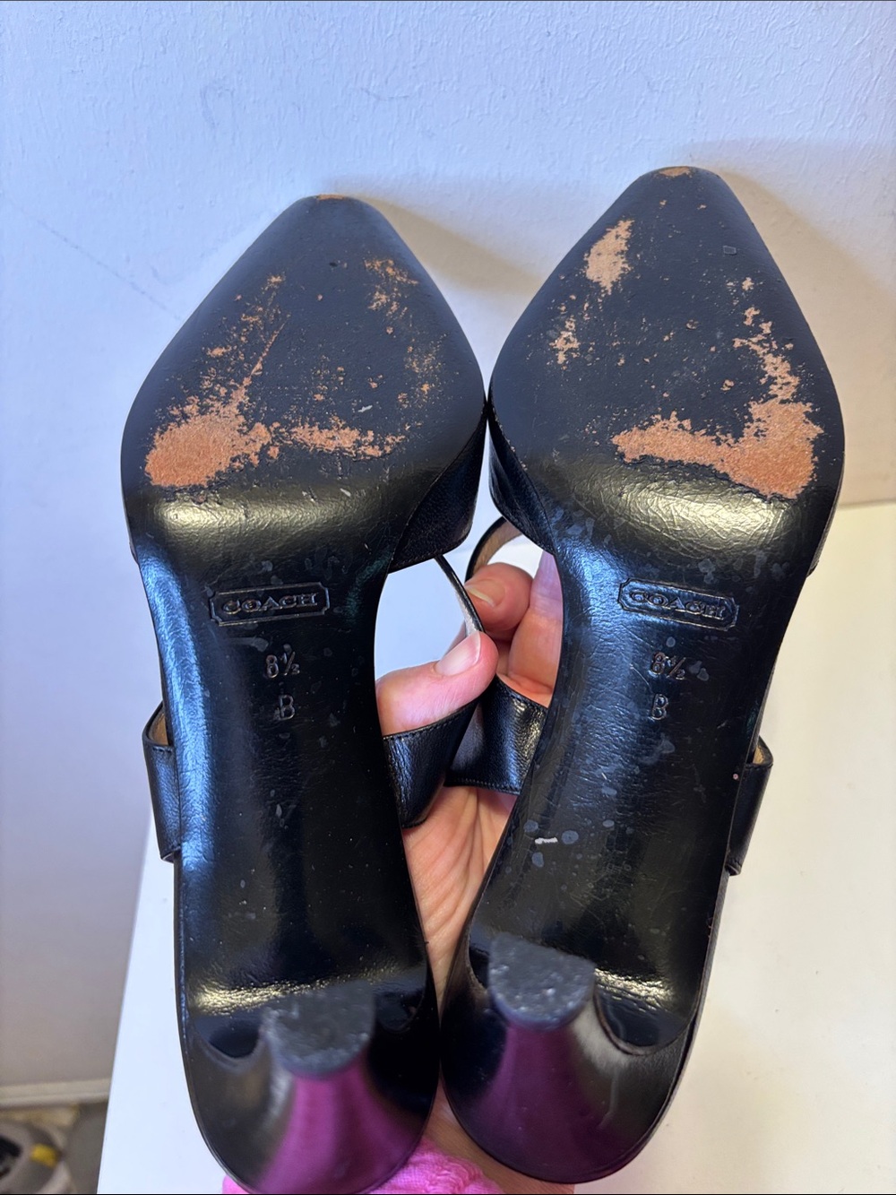 Coach “Joleen “ Slingback Knot Accent Pointed-Toe Heels in Black Italy 8.5 - Picture 7 of 10